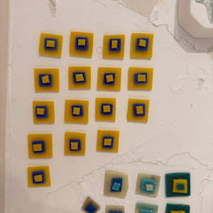 10” Turquoise Square with Stacked Marigold and Cobalt Squares by Candice Treat Murphy, Image 3.