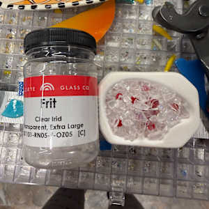 Clear Iridescent Bear with Chunky Red Heart Plant Stake by Candice Treat Murphy, Image 1.