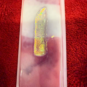 Pink Streaky with Clear Iridescent Piece Ornament #3 by Candice Treat Murphy, Image 6.