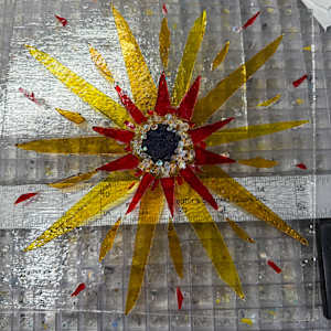 12” Striker Red,  Streaky Gold, Clear Iridescent, and Dichroic Sunburst by Candice Treat Murphy, Image 9.