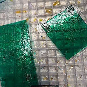 Iridescent Turquoise Square Ornament by Candice Treat Murphy, Image 2.