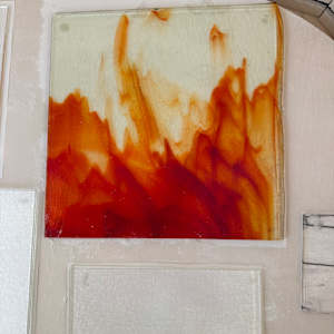 Yellow Red Striker Flames on 10” Square by Candice Treat Murphy, Image 1.