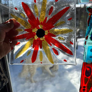 Striker Red, Orange, Iridescent, and Dichroic Sunburst by Candice Treat Murphy, Image 6.