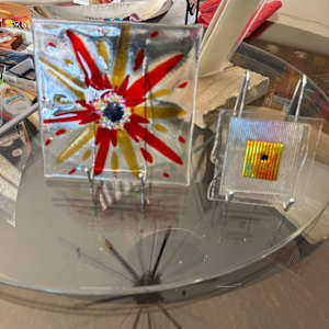 Striker Red, Orange, Iridescent, and Dichroic Sunburst by Candice Treat Murphy, Image 5.