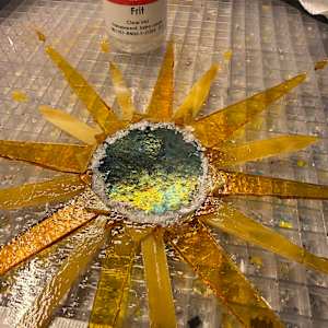 12” Striker Red,  Streaky Gold, Clear Iridescent, and Dichroic Sunburst by Candice Treat Murphy, Image 3.