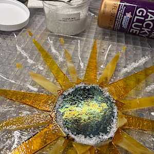 12” Striker Red,  Streaky Gold, Clear Iridescent, and Dichroic Sunburst by Candice Treat Murphy, Image 2.