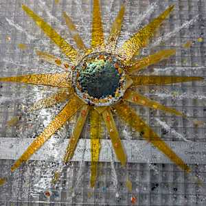 12” Striker Red,  Streaky Gold, Clear Iridescent, and Dichroic Sunburst by Candice Treat Murphy, Image 4.