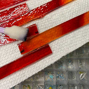 10” Flaming Red and Yellow Sunburst with Red Striker and Clear Iridescent  Frit by Candice Treat Murphy, Image 3.