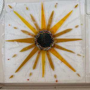 12” Striker Red,  Streaky Gold, Clear Iridescent, and Dichroic Sunburst by Candice Treat Murphy, Image 7.