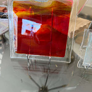 Fiery Yellow and Red Striker 8” Square by Candice Treat Murphy, Image 4.