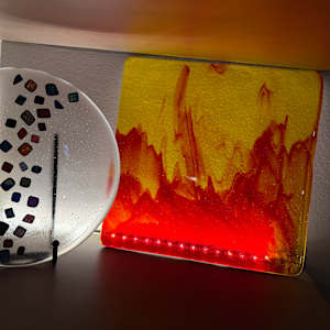 Yellow Red Striker Flames on 10” Square by Candice Treat Murphy, Image 2.