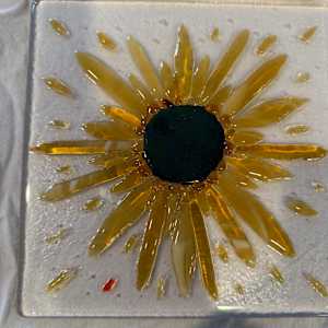 Streaky Gold, Dichroic, and Clear Iridescent Sunburst #1 by Candice Treat Murphy, Image 4.