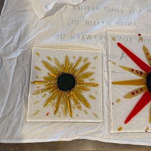 Streaky Gold, Dichroic, and Clear Iridescent Sunburst #1 by Candice Treat Murphy, Image 5.