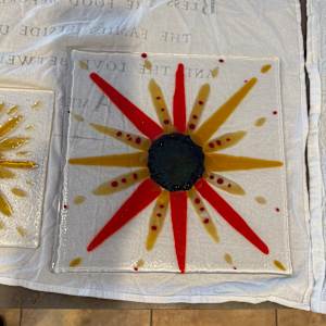 12” Striker Red,  Streaky Gold, Clear Iridescent, and Dichroic Sunburst by Candice Treat Murphy, Image 10.