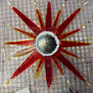 12” Striker Red,  Streaky Gold, Clear Iridescent, and Dichroic Sunburst by Candice Treat Murphy, Image 11.
