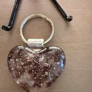 1.5" Tiny Heart Keychain Purple Clouds and Bubbles by Candice Treat Murphy