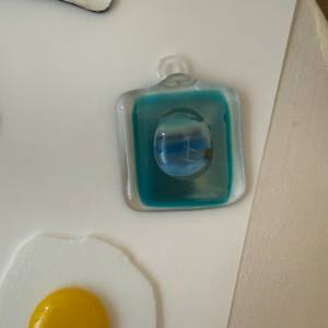 Iridescent Turquoise Square Ornament by Candice Treat Murphy, Image 4.