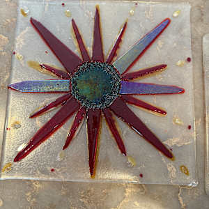 12” Striker Red,  Streaky Gold, Clear Iridescent, and Dichroic Sunburst by Candice Treat Murphy, Image 13.