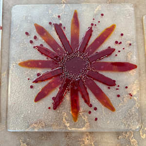 10” Flaming Red and Yellow Sunburst with Red Striker and Clear Iridescent  Frit by Candice Treat Murphy, Image 12.