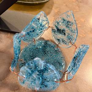 Bubbly Blue Leaf Candle Holder by Candice (Candy) Treat Murphy, Image 4.