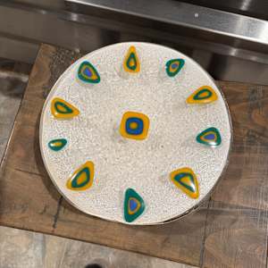 Marigold Jade and Egyptian Blue Layered Triangles Bowl by Candice Treat Murphy, Image 2.