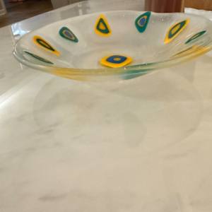 Marigold Jade and Egyptian Blue Layered Triangles Bowl by Candice Treat Murphy, Image 3.