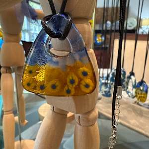 Ukraine Sunflower Necklace Triangle #1 by Candice Treat Murphy, Image 3.