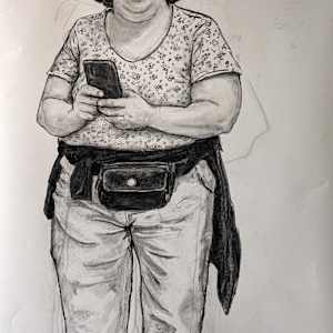 Woman with phone by JAN FAIREY