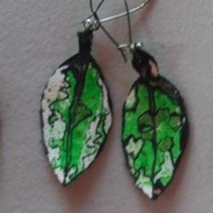 Pohutukawa Leaf Earrings 154 by Liz McAuliffe, Image 1.
