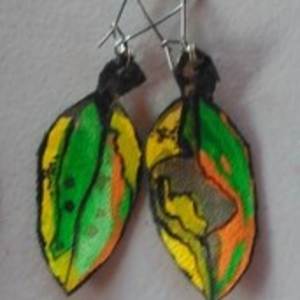 Pohutukawa Leaf Earrings 155 by Liz McAuliffe, Image 1.