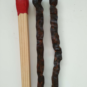Carved Matchsticks  . Medium Triptych . . (19002) by Liz McAuliffe