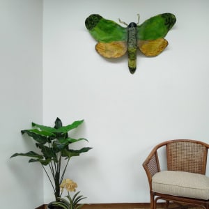 Puriri Moth - Canvas/Wire  ..  (21013) by Liz McAuliffe 