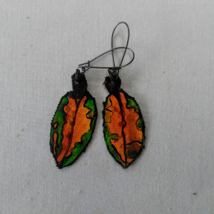 Pohutukawa Leaf Earrings 167 by Liz McAuliffe