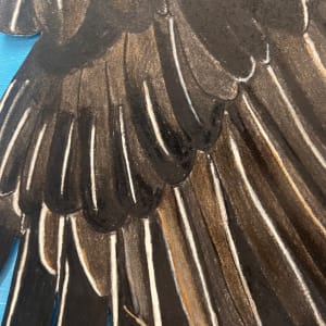 EAGLE IN FLIGHT by CATHY KLUTHE  Image: Wing detail, charcoal pencil, oil pencil, and vine charcoal.