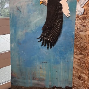 EAGLE IN FLIGHT by CATHY KLUTHE  Image: Proportion on a large easel.