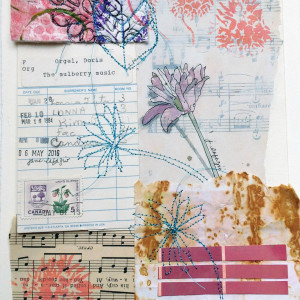 Mulberry Music ~ an original mixed media collage by Jane LaFazio