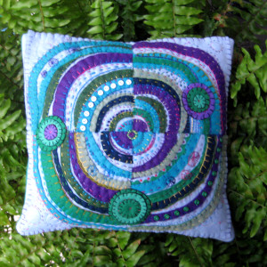 Recycled Circles: felt pillow by Jane LaFazio