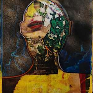 Adjusted, Not Broken #12 by Micheal Swank  Image: Mixed media, photograph, oil pastels, markers, acrylic, varnish, and ink.