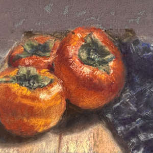 Persimmons on Plaid by Julee Everett  Image: Persimmons on Plaid