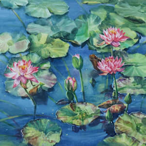 Water Lilies in Blue Serenity by Sharmin Akter Lina, Image 1.