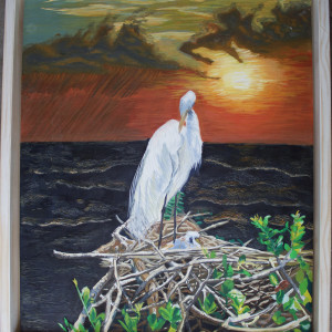 Egret at Sunset by Pamela Bell