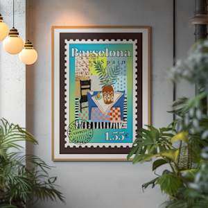 Barselona  Afternoon Postage Stamp by Debbie Warnock 