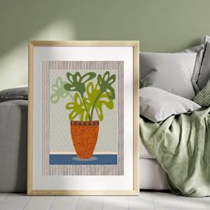 Monstera Plant in Blue by Debbie Warnock 