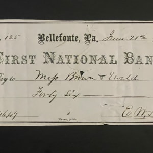 1866 First National Bank Check w/R15 Stamp
