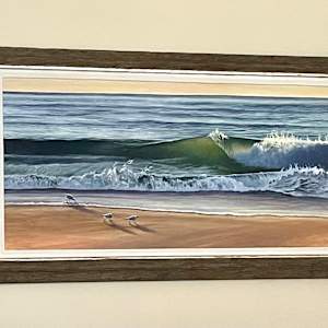 Sanderlings at Duck Beach by Lorraine  Dey 