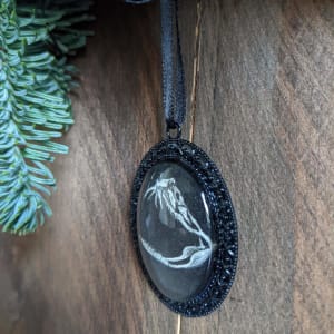 Rattlesnake Skull - Black Metal & Glass Original Art Ornament 
