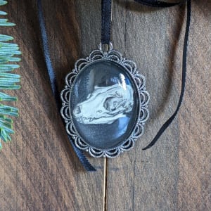 Aardwolf Skull - Silver Metal & Glass Original Art Ornament by Layil Umbralux 