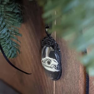 Bearded Dragon Skull - Black Metal & Glass Original Art Ornament by Layil Umbralux 