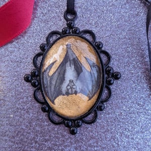 Flying Fox Bat Portrait - Gold Leaf, Black Metal & Glass Original Art Ornament 