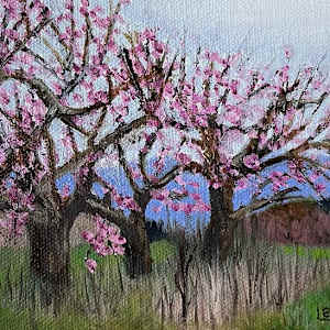 Peach Blossoms and Mountains by Letitia Uyak, Image 1.